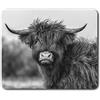 Destination Vinyl Ltd Tappetino per mouse rettangolare BW - Fluffy Highland Mucca Scozia 23,5 x 19,6 cm (9,3 x 7,7 pollici) per computer e computer portatile, ufficio, idea regalo, base antiscivolo #37214