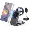 NeotrixQI Caricatore Magnetico Senza Fili per Samsung Galaxy S25 Ultra S24, Supporto Pieghevole per Caricatore Mag-safe da Viaggio 3 in 1 per Galaxy Watch Ultra 8 7 6 Galaxy Buds 3 (nero)