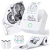 PRAOAHEI Mini stampante, stampante fotografica portatile con 10 rotoli di carta per stampante, stampante per etichette Bluetooth, stampante termica per appunti, foto, diari, fai da te, compatibile con