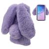 LCHDA Cover per Samsung Galaxy A14 5G,Carino Orecchie da Coniglio 3D Morbide Palle di Pelo Pelose Pelliccia Sintetica Peluche Soffice Flessibile TPU Paraurti Custodia Protettiva - Viola
