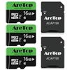 Aretop Scheda Micro SD da 16 GB, 3 pezzi, con 2 adattatori scheda di memoria MicroSDHC, UHS-I Classe 10 U1 A1, registrazione video Full HD Micro SD per fotocamera/smartphone/drone, Dash Cam