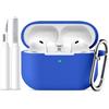 Mastten Masten Compatibile con AirPods Pro 3 Custodia - Case Protettive in Silicone per Apple AirPods Pro 3 Case Cover 2025 - Custodia Morbida a Prova Di Urto con Kit Di Pulizia e Moschettino, Blu Intenso