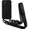 Yichxu Cover per Samsung Galaxy S25 Ultra 5G con Cordino, Custodia Cellulare con Tracolla in Nylon Regolabile, Motivo Cuore Morbid Antiurto Paraurti Bumper Silicone Protettiva Case, Nero
