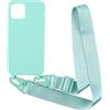 2NDSPRlNG Cover Con Collana Compatibile Con Iphone 13 Mini,Case Con Laccio Per Il Collo Custodia Con Cordino Soft Silicone Case,Menta Verde