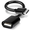 subtel Cavo OTG 15cm per smartphone compatibile con adattatore per telefono smartphone USB C Type C 2.0 nero alluminio