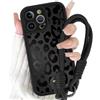 Yirlbey Cover con Cordino Orologi per iPhone 14 Pro 6,1, Morbido Silicone Custodia con Aesthetic Nero Leopardata Disegni, Antiurto Protettiva Case con Tracolla Collana per catena iPhone 14Pro, mucca