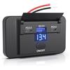 Gibbab 90W 3 Porte 12V RV Interruttore USB Presa con 36W PD3.0 Tipo-C+18W QC3.0 Ricarica Rapida Voltmetro Presa Pannello Montaggio a Parete Adattatore Caricatore Multi-Port Automotive per Auto Marine