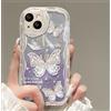 PAIX Custodia Morbida Silicone Trasparente Compatibile con iPhone 11 Cover Carta Glitter Motivo Farfalla Telefono Catena Opzionale Antiurto con Bordo Crema