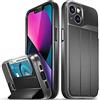 VENA vCommute Cover Custodia a Portafoglio per Apple iPhone 13 (6.1-Inch), (Military Grade, Card Slot) Flip Custodia Case Cover Protettiva Pelle con Kickstand - Grigio
