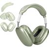 kwmobile Cover per Apple AirPods Max/AirPods Max 2 - Set 3 in 1 Protezione Cuffie e Archetto - Antigraffio per Cuscinetti Auricolari - Gusci Protettivi Padiglioni - trasparente/verde