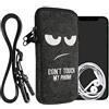 kwmobile Custodia in Feltro con Zip per Smartphone - Portacellulare a Tracolla - Porta Cellulare da Collo Universale - Cover Borsa Telefono - Don't touch my phone