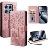 LSPCASA Protettiva Case Per Xiaomi 14T Pro 6.67 Pollici Funzione Stand Cover Xiaomi 14T Pro Con Cinturino Da Polso Staccabile Cover Xiaomi 14T Pro Con Slot Per Schede Rosa