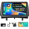 Inefala Upgrade 4G+64G Autoradio Android 15 per Renault Clio 3th 2005-2014, 9 Touchscreen Wireless CarPlay Android Auto GPS WiFi RDS DSP MIC Retrocamera