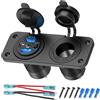 Hapytrip 4 porte Presa USB 12V Pannello elettrico marino con spina da 12 Volt, Doppia porta PD30W e doppia USB QC18W Caricabatterie da auto con interruttore, Impermeabile Presa accendisigari 150W