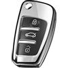 OATSBASF Cover chiave per auto compatibile con Audi A1 A3 A4 A6 Q3 Q5 Q7 S3 R8 TT Custodia Portachiavi 3 Pulsanti (Argento)