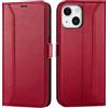 Verco Custodia a libro per iPhone 13 Mini, 5,4 pollici, colore: rosso