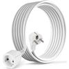 CILIA Prolunga Elettrica 250V/16A 3680W con Spina Schuko 90° Tipo E - Cavo Estensione con Protezione Terra, Sicurezza Antiscossa per Casa/Ufficio (TV, PC, Beamer, Elettrodomestici) (SH-16-Bianco, 5m)