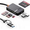 Ksywydu Lettore Schede di Memoria 6 in 2 USB 3.0 e USB C, Multi Card Reader Adattatore Multiporta per SD MicroSD MS CF, Lettura e Scrittura Simultanea di 4 Schede, Compatibile con PC Laptop e Smartphone