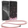 kwmobile Custodia Compatibile con Samsung Galaxy A34 5G Cover - Back Case in Silicone TPU - Protezione Smartphone con Cordino - rosa/marrone scuro/trasparente