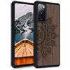 kwmobile Custodia Compatibile con Samsung Galaxy S20 FE Cover - Back Case in Legno con Bumper in Silicone TPU - Sole marrone scuro