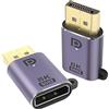 QIANRENON DP a DP Adattatore 8K@60Hz DP1.4 Maschio a DP1.4 Femmina DisplayPort Connettore Estesa DP Porta, con Sospensione Foro e LED Luce, per HDTV, Laptop, Monitor, Home Theatre, 2Pcs