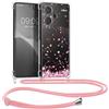 kwmobile Custodia Compatibile con Xiaomi Redmi Note 13 Pro+ 5G / Redmi Note 13 Pro Plus 5G Cover - Back Case in Silicone TPU - Protezione Smartphone con Cordino - rosa/marrone scuro/trasparente