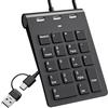 Bawanfa Plus Tastierino numerico cablato USB C, tastierino numerico con 3 porte USB 2.0, mini tastiera portatile sottile a 18 tasti per laptop/desktop/iPad, tastierino numerico USB per Windows/Mac, nero