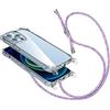 2NSPDRGNI Cover con Collana Compatibile con Samsung Galaxy A12 5G/4G,Case con Laccio per Il Collo Custodia con Cordino,Trasparente Arcobaleno blu