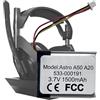 MUKUZI Batteria compatibile con As-TRO Gaming A50 Wireless Cuffie Cuffie Bluetooth 623441 533-000169 (ricambio per 533-000191)