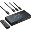ESYNiC 3X1 Switch Toslink SPDIF con IR Telecomando e USB-C Cavo, Switcher Commutatore Audio Digitale Ottico 3 Ingressi 1 Uscita con Cavo Ottico, Supporta LPCM 2.0 DTS e Dolby AC3 Funziona Memoria