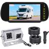 HUACANG Telecamera di ritorno a 4 poli bianca con monitor da 7 pollici, visione notturna, impermeabile, per camper, camion, carovana, 12 V-24 V