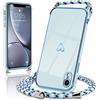 Micoden Cover Cordino per iPhone Xr cellulare protezione per fotocamera a forma di cuore Love Design Galvanik TPU Silicone Bumper Cordoncino da appendere Custodia protettiva per iPhone Xr blu