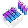 Pallus Batteria Al Litio Ricaricabile AA da 1,5V, 8 Batterie AA Da 1,5 V Con Caricabatterie Ultraveloce Da 2 Ore, Alta Capacità 3500mWh, 1600 Cicli Lunghi, Uscita Costante Da 1,5V