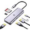 TRANSLON Hub USB-C TRANSLON, docking station compatta, 7 in 1, doppio display, PD 100 W, 2X HDMI, 1X USB 3.0, 1x USB 2.0, lettore di schede SD/microSD