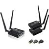 GKRONG Wireless HDMI Transmitter and Receiver 4k decoding, One Transmitter and Two Receivers, Long Range Wireless Transmission 656FT/200M,Plug-Play, 2.4/5.8G for PC/Laptop/TV to Monitor/Projector/HDTV
