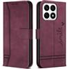 Bravoday Cover per Honor X8a, Flip Custodia in Pelle PU con Slot per Schede, Portafoglio Custodia per Honor X8a, Vino Rosso