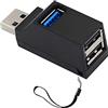 SHANFEILU Hub USB Splitter a 90 gradi 3 porte USB 3.0 Adattatore dati alimentato portatile Hub USB Trasferimento ad alta velocità per PC Laptop USB Flash Drive Nero