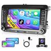Motorsi [2G+64G] Motorsi Android Autoradio per VW Seat Skoda Passat Golf Polo, CarPlay Wireless e Android Auto,Touch Screen HD da 7, Radio 2DIN Bluetooth,GPS/FM/RDS/WiFi + Telecamera di Retromarcia AHD, Mic