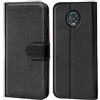 Verco custodia per Motorola Moto G6 Plus, Case per Moto G6 Plus Cover PU Pelle Portafoglio Protettiva, Nero