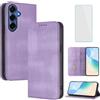 OUEAYIEN Cover per Samsung Galaxy S26 Plus Custodia a Libro con Vetro Temperato Vio | Blocco RFID,Pelle Portafoglio Case,Porta Carte,Vintage Flip Custodia per Galaxy S26+ 26S S 26 Plus Samsung S 26Plus