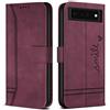 Bravoday Cover per Google Pixel 6, Flip Custodia in Pelle PU Portafoglio Custodia per Google Pixel 6, con Slot per Schede, Vino Rosso