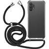 MyGadget Cover per Samsung Galaxy A32 5G - Custodia Trasparente con Corda - Case con Cordino Antiurto con Laccio | Tracolla - Practical Stylish - Nero