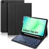 KTOITION Custodia per tastiera retroilluminata per Samsung Galaxy Tab A9 Plus 11 pollici 2023 Tablet SM-X210/X216/X218, tastiera con tastiera magnetica rimovibile Bluetooth tedesca, nero