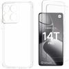 N NEWTOP Custodia Compatibile con Xiaomi 14T PRO, Morbido TPU CLEAR Silicone Anti Graffio Trasparente Slim Sottile Flessibile Case Posteriore Proteggi Vetro (Cover +2 Pellicola)