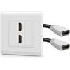 TNP Products TNP Presa a Muro HDMI - Doppia (2 Porte) Placca a Parete con Supporto 4K UHD ARC Ethernet Presa HDMI Coperchio Cavo Jack Accoppiatore Supporto Flessibile ad Alta Velocità Pannello di Montaggio