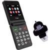 TTfone TT660 Flip - Telefono cellulare per anziani, design pieghevole, pulsanti grandi, assistenza di emergenza, lunga durata della batteria (con caricatore di rete)