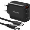 King Ma 65W USB C Alimentatore per Laptop Dell, Caricatore USB Multiplo Muro Caricatore GaN Tech con cavo di Ricarica PD Compatibile con Dell Inspiron14-7472 3501XPS12 XPS13 XPS15 M3800