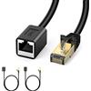 J&D Cavo di Prolunga Ethernet 2 Pezzi, Adattatore Estensione Cat 6 Supporta Standard Cat6/5e/5, Cavo RJ35 Schermato Maschio a Femmina, 4,5 M