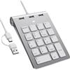 Cbcuyle Tastiera tastierino numerico con USB A/USB C, tasti multifunzione con 3 porte USB 2.0 aggiuntive, 18 tasti, tastiera numerica ergonomica a 15° per laptop, notebook e desktop