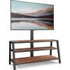 FITUEYES Mobile TV per 37-70 Pollici, Supporto TV da Pavimento con 6 Altezza & 3 Ripiani in Legno, Mobile Porta TV da Terra Max VESA 600x400mm